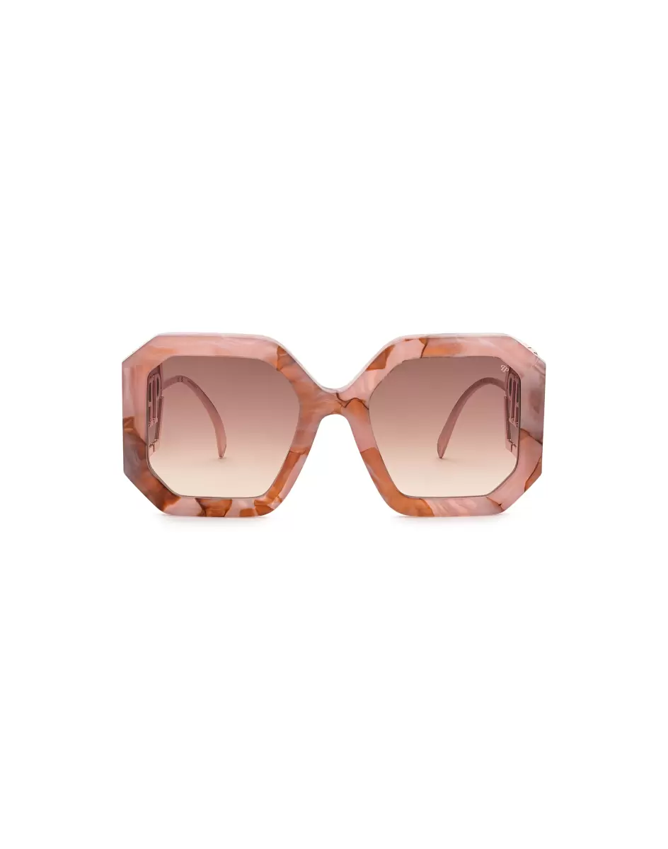 Philipp Plein Sonnenbrillen Sunglasses Square Oversize Plein Diva Damen Standard Rose / Pink