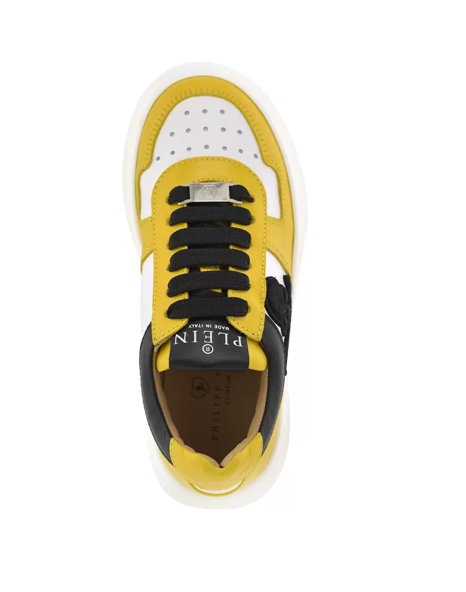 Schuhe Kinder Sneakers Box Sole Lace Embroidery Skull Philipp Plein Preis Yellow/White - 1