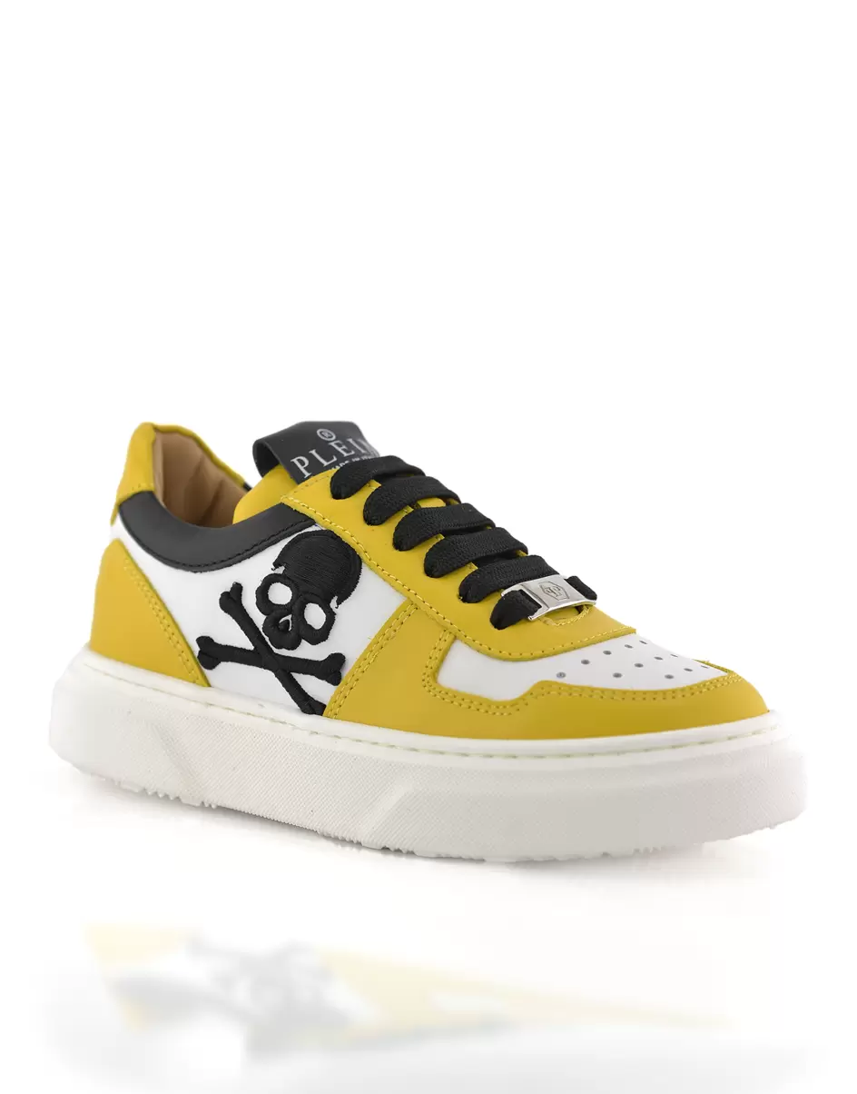 Schuhe Kinder Sneakers Box Sole Lace Embroidery Skull Philipp Plein Preis Yellow/White