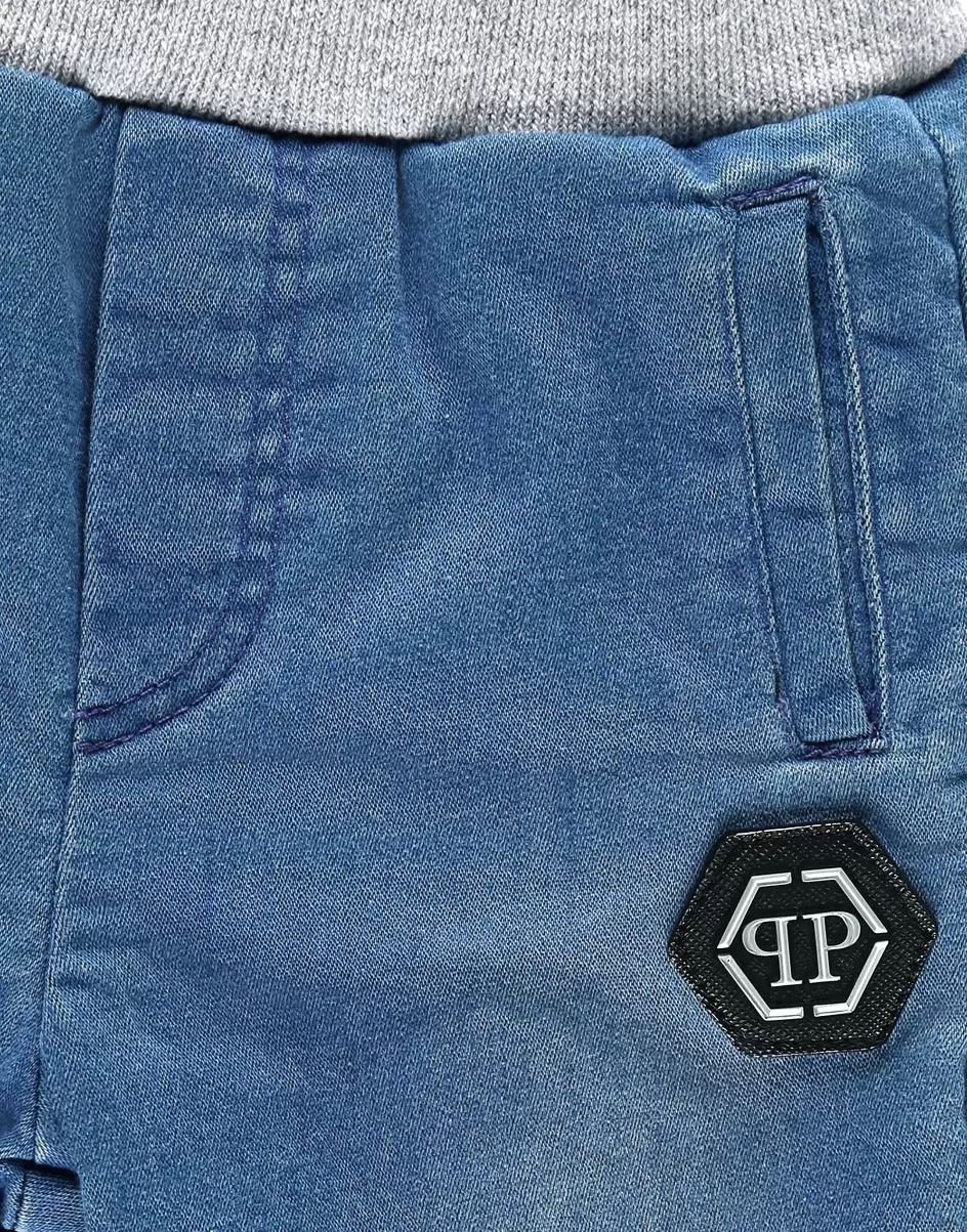 Billig Long Trousers Hexagon Bekleidung Kinder Middle Blue Philipp Plein - 2
