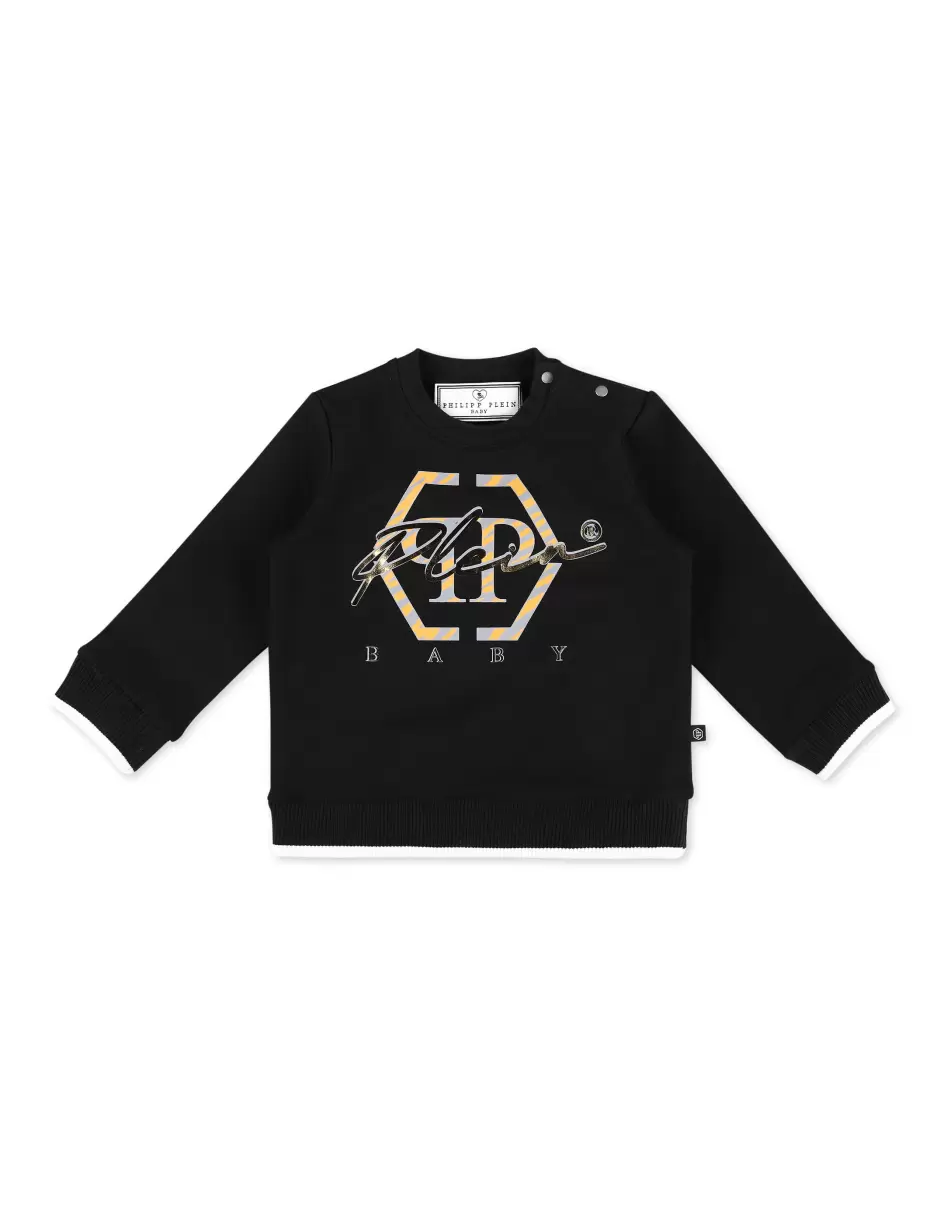 Philipp Plein Preisnachlass Black Bekleidung Kinder Plush Sweater Hexagon