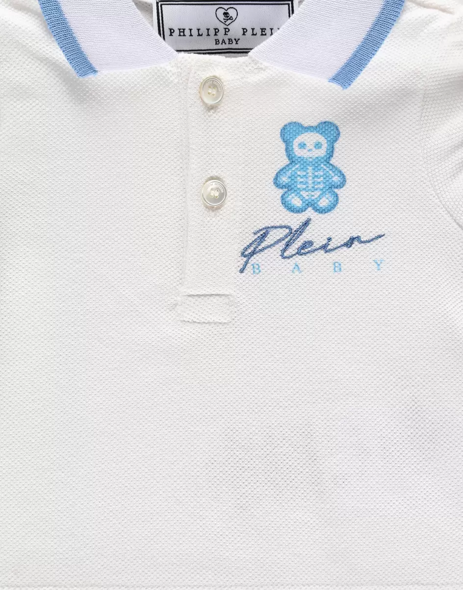 Billig Polo+Shorts Kinder Bekleidung White / Light Blue Philipp Plein - 2