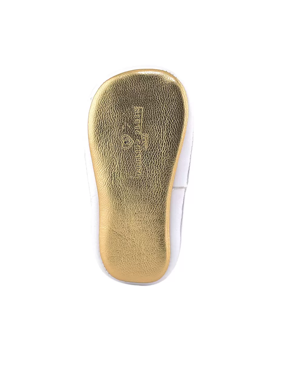 White / Gold Philipp Plein Schuhe Newborn Sneakers Lace Kinder Produkt - 2