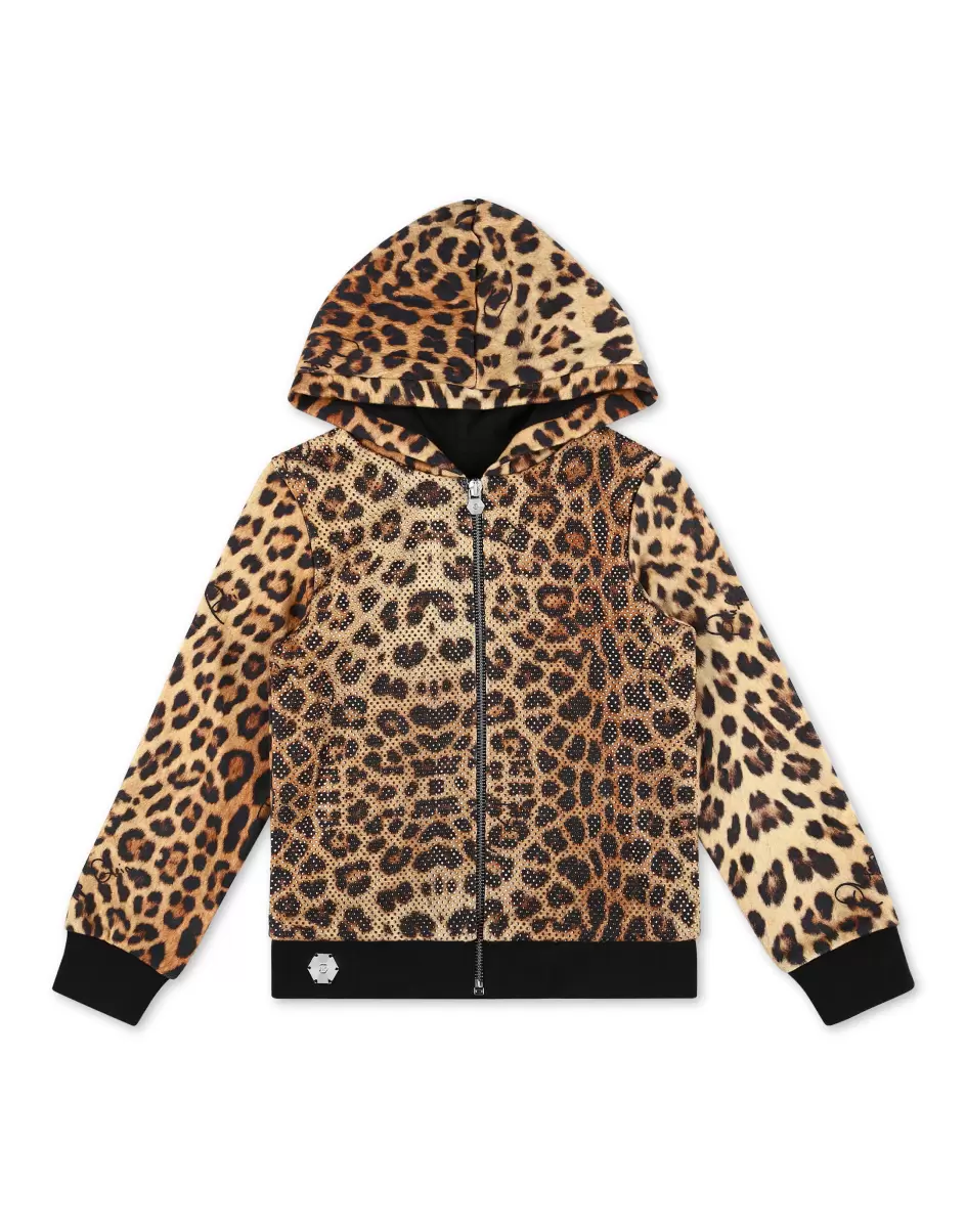 Leopard Philipp Plein Kinder Hoodie Sweatjacket Leopard Werbestrategie Bekleidung