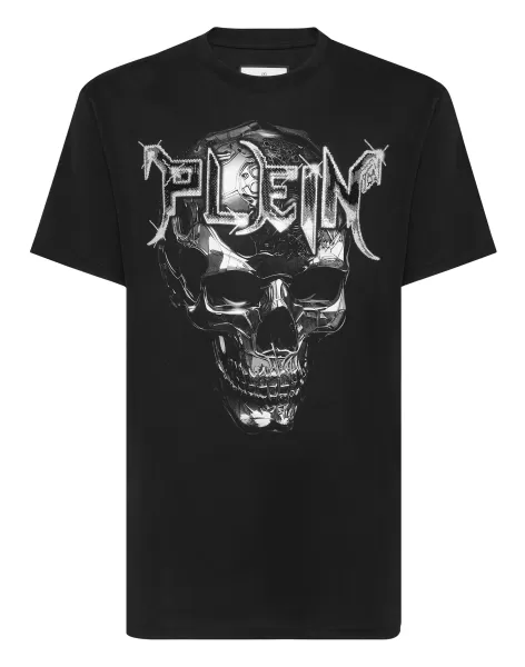 Popularität T-Shirt Philipp Plein T-Shirt Round Neck Ss Chrome Herren Black