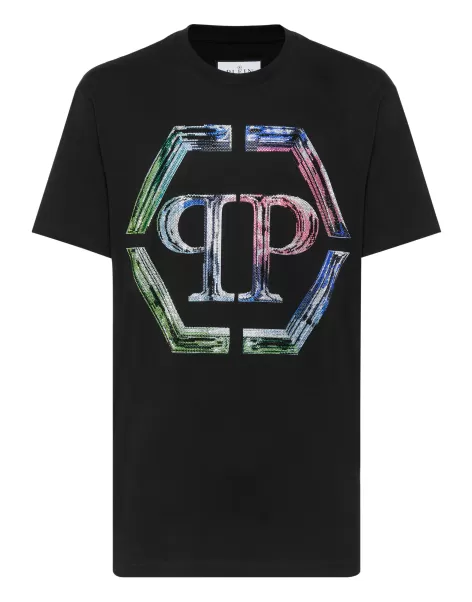 T-Shirt Round Neck Ss Pp Glass Standard Philipp Plein T-Shirt Herren Black / Multicolored
