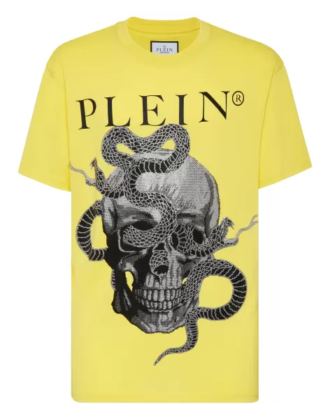 T-Shirt Round Neck Ss Snake Herren Rabattmarken T-Shirt Yellow Philipp Plein
