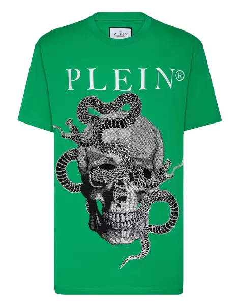 Philipp Plein Herren Green Neues Produkt T-Shirt T-Shirt Round Neck Ss Snake
