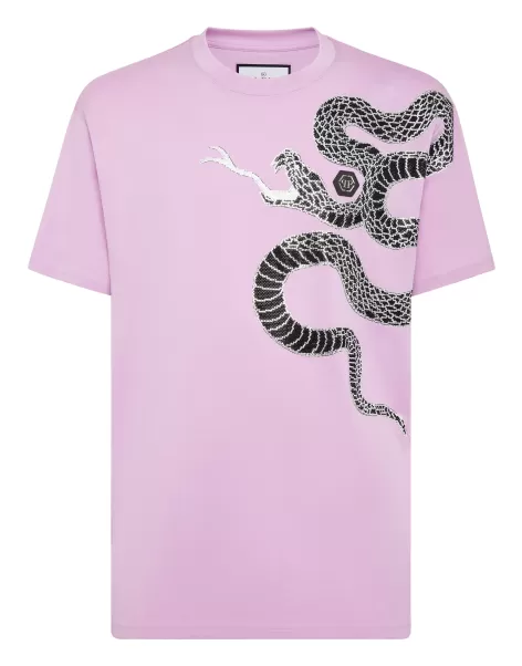 Philipp Plein T-Shirt T-Shirt Round Neck Ss Snake Mode Herren Lilac