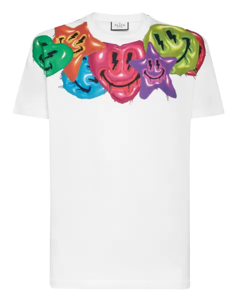 Philipp Plein Vertriebsstrategie T-Shirt White Herren T-Shirt Round Neck Ss Smile