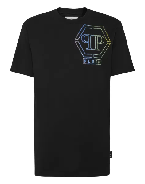 Philipp Plein Black Herren T-Shirt V-Neck Ss Robustheit T-Shirt