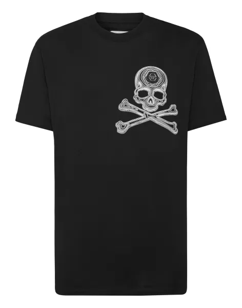 Philipp Plein Black Herren Lieferung T-Shirt Round Neck Ss Skull&Bones T-Shirt