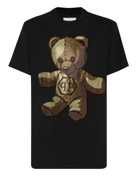 Philipp Plein T-Shirt Round Neck Ss Teddy Bear T-Shirt Black Angebot Herren