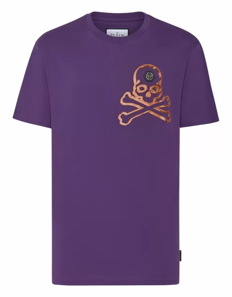 Philipp Plein Herren T-Shirt Purple Produkt T-Shirt Round Neck Ss Skull&Bones