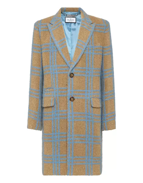 Beige / Light Blue Philipp Plein Oberbekleidung & Mäntel Verkauf Alpaca Wool Long Coat Herren