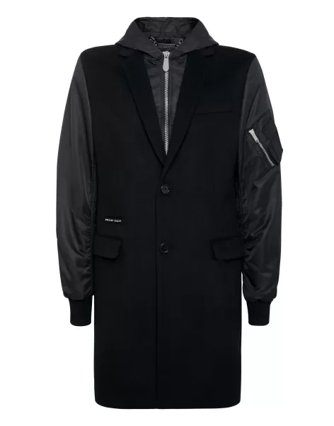Herren Philipp Plein Long Hoodie Coat Oberbekleidung & Mäntel Verkaufspreis Black