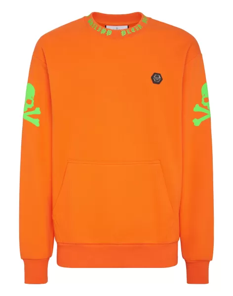 Street Couture Sonderangebot Orange Fluo Sweatshirt Ls Skull&Bones Philipp Plein Herren