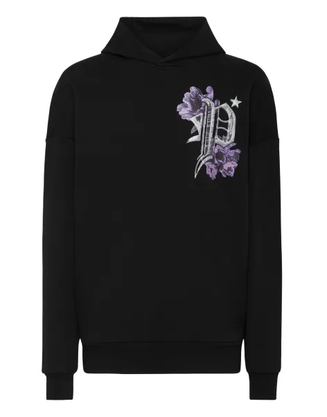 Herren Philipp Plein Komfort Street Couture Hoodie Sweatshirt Flowers Black
