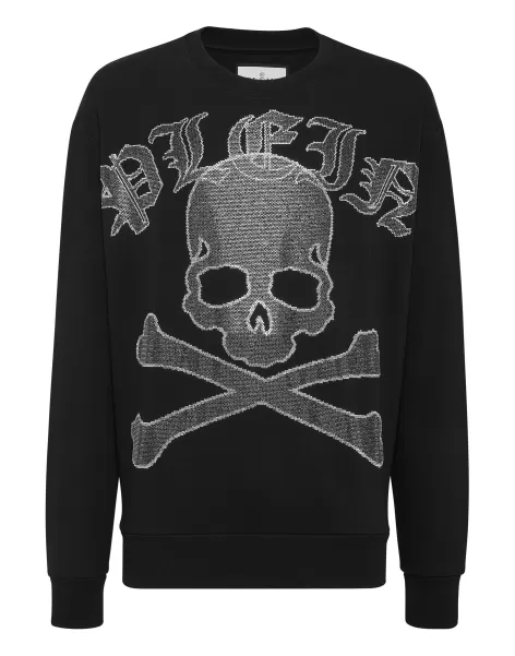 Herren Sweatshirt Ls With Crystals Paisley Gothic Plein Ästhetik Street Couture Philipp Plein Black/Silver