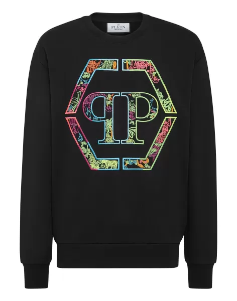 Produktion Philipp Plein Herren Black Street Couture Embroidered Sweatshirt Ls