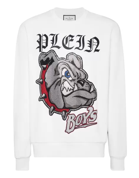 Sweatshirt Ls Bulldogs Street Couture Philipp Plein Billig White Herren