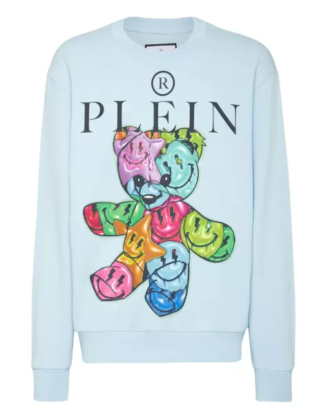 Herren Street Couture Vielseitigkeit Sweatshirt Roundneck Teddy Bear Philipp Plein Light Blue