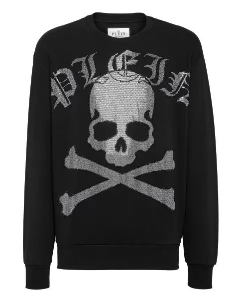 Sweatshirt Ls With Crystals Paisley Gothic Plein Philipp Plein Black / Dark Blue Herren Pullover / Hoodies / Jacken Rabattaktion