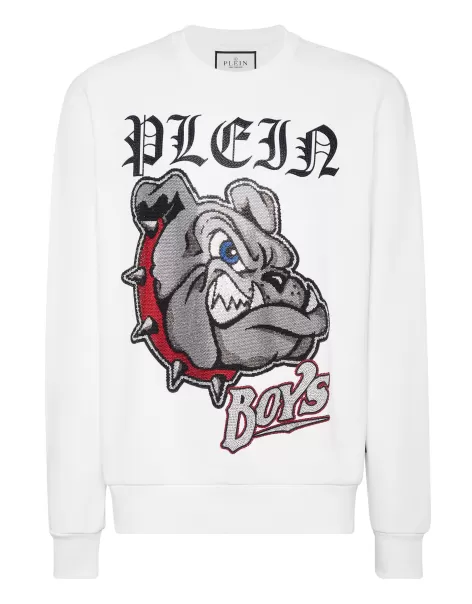 Philipp Plein Sweatshirt Ls Bulldogs White Pullover / Hoodies / Jacken Herren Rabattcode