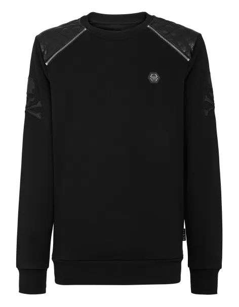 Herren Produktion Pullover / Hoodies / Jacken Philipp Plein Black Zip Chain Sweatshirt Ls Gothic Plein