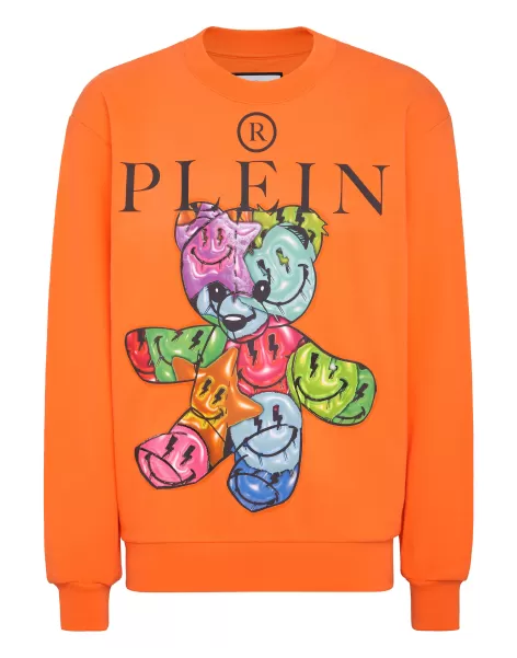Pullover / Hoodies / Jacken Herren Orange Sweatshirt Roundneck Teddy Bear Mode Philipp Plein