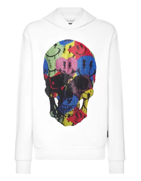 Kaufen White Herren Pullover / Hoodies / Jacken Hoodie Sweatshirt With Crystals Smile Philipp Plein
