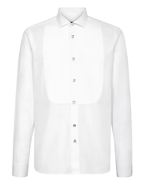 Herren Philipp Plein White Hemden Shirt Black Tie Sonderrabatt