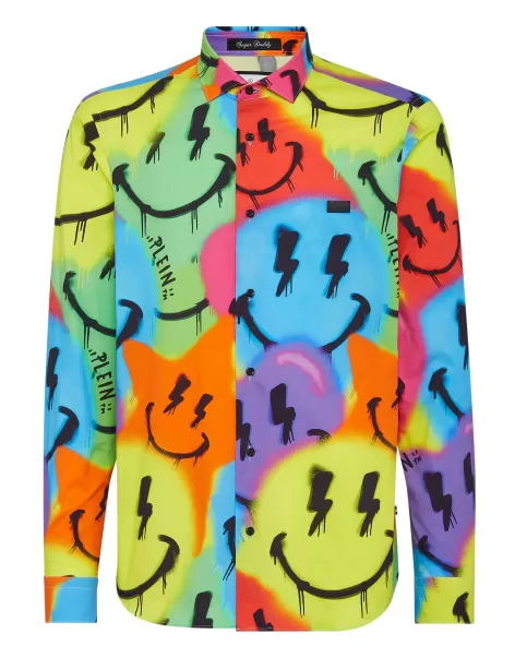 Philipp Plein Kaufen Herren Hemden Shirt Sugar Daddy Smile Graffiti Multicolor