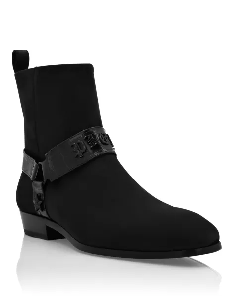 Werbestrategie Nubuck Flat Boots Gothic Plein Black Boots Herren Philipp Plein