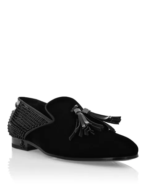 Herren Loafers & Mokassins Philipp Plein Umweltfreundlich Velvet & Patent Leather  Loafers Studs Black
