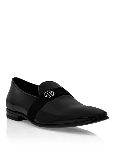 Herren Philipp Plein Patent Leather Loafers Hexagon Rabatt Black Loafers & Mokassins