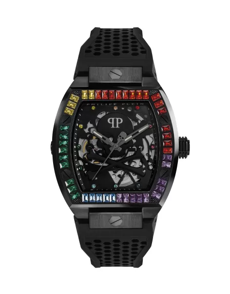Black The $Keleton Rainbow Watch With Crystals Befehl Philipp Plein Herren Uhren