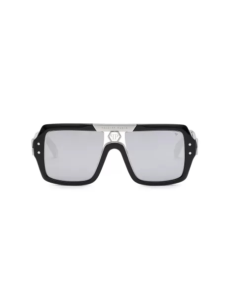Black/Silver Sonnenbrillen Herren Philipp Plein Sunglasses Square Qualität