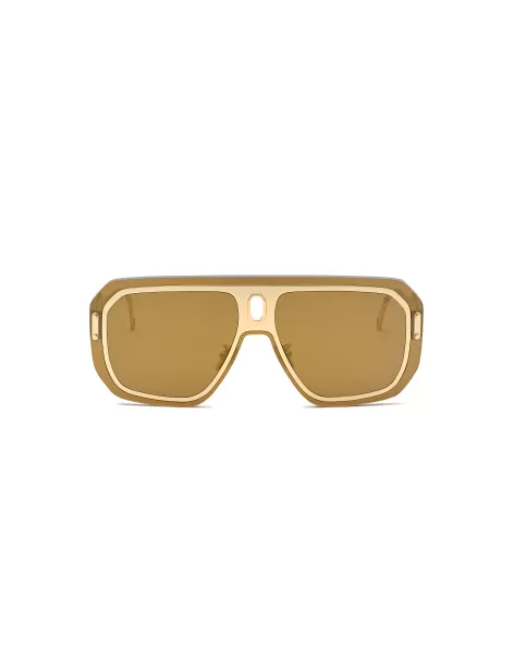 Aktionsrabatt Pink/Gold Sunglasses Oversize Plein Adventure Mask Philipp Plein Sonnenbrillen Herren