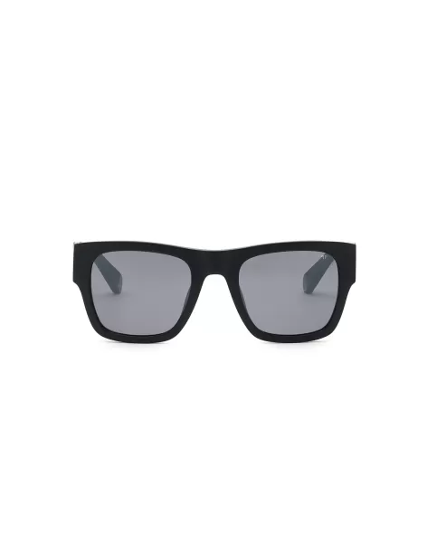 Sonnenbrillen Black/Silver Herren Sunglasses Square Plein Icon Hexagon Komfort Philipp Plein