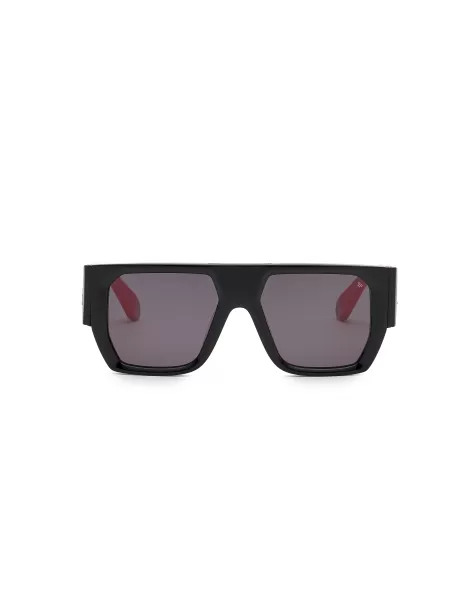 Philipp Plein Sonnenbrillen Fuxia/Black Ausfahrt Sunglasses Square Herren
