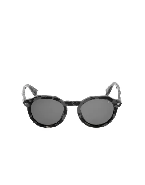 Philipp Plein Sonnenbrillen Design Herren Grey / Black Sunglasses Plein Globetrott  Hexagon