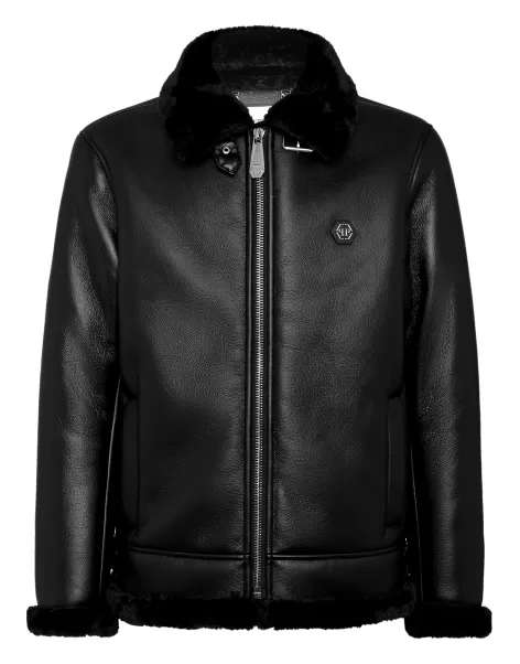 Philipp Plein Eco Shearling Jacket Oberbekleidung Damen Black Billig