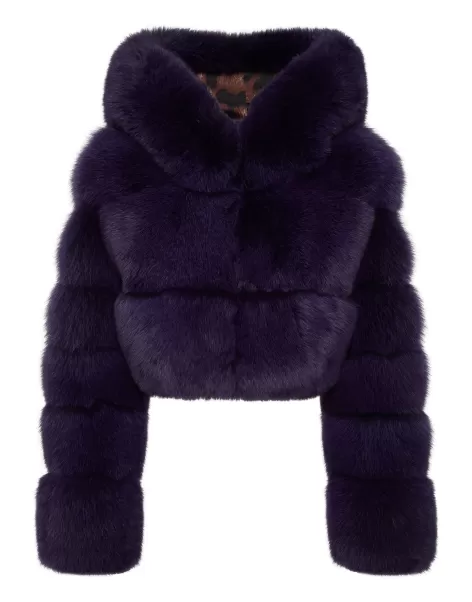 Philipp Plein Günstig Damen Oberbekleidung Real Fur Short Jacket Purple