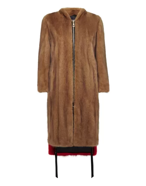 Oberbekleidung Philipp Plein Beige Fur Coat Long Luxury Damen 2024