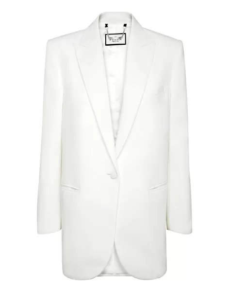 Oberbekleidung Damen White Qualität Philipp Plein Cady Shoulder Padded Oversize Jacket
