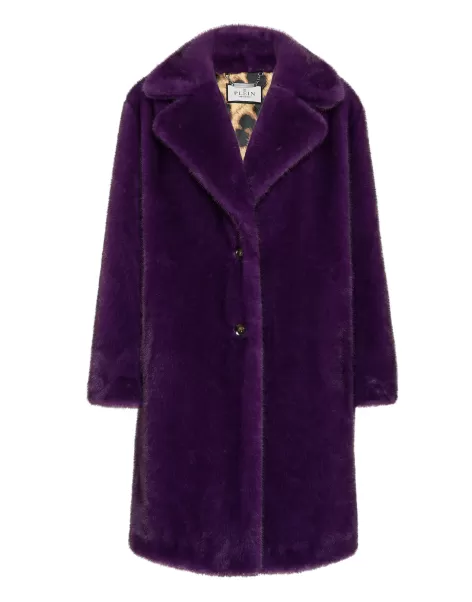 Damen Oberbekleidung Philipp Plein Eco Mink Coat Basic Purple Ergonomie