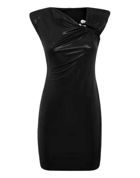 Produktqualitätssicherung Kleider Damen Padded Shoulder Mini Dress Black Philipp Plein
