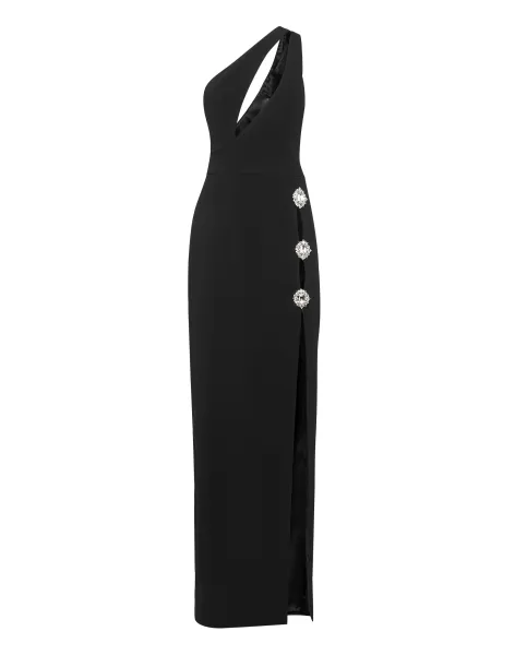 Kleider Cady Broches Long Dress Brooches Black Philipp Plein Neues Produkt Damen