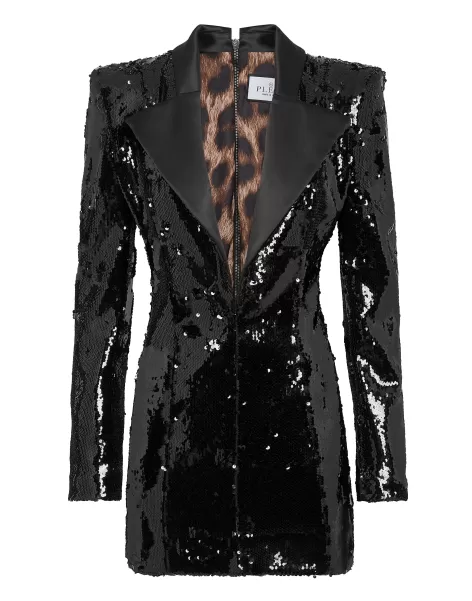 Geschäft Black Philipp Plein Damen Superfitted Dress Paillettes Kleider